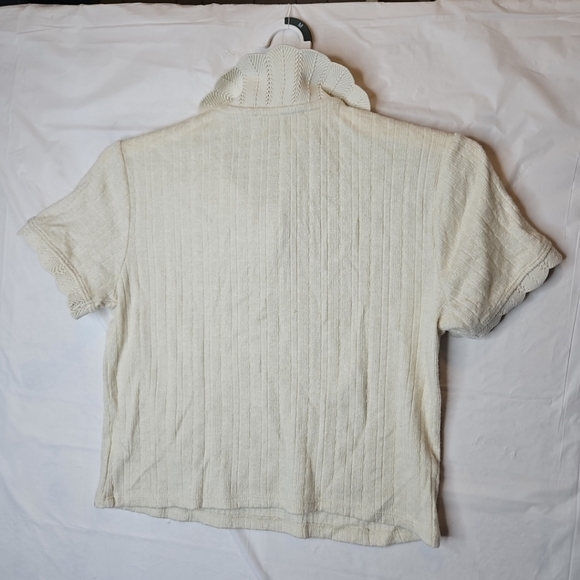 🎁 Atelier By Kirious Front Button  Cable Knit Shirt Top Cream Breathable Size L - Picture 10 of 16